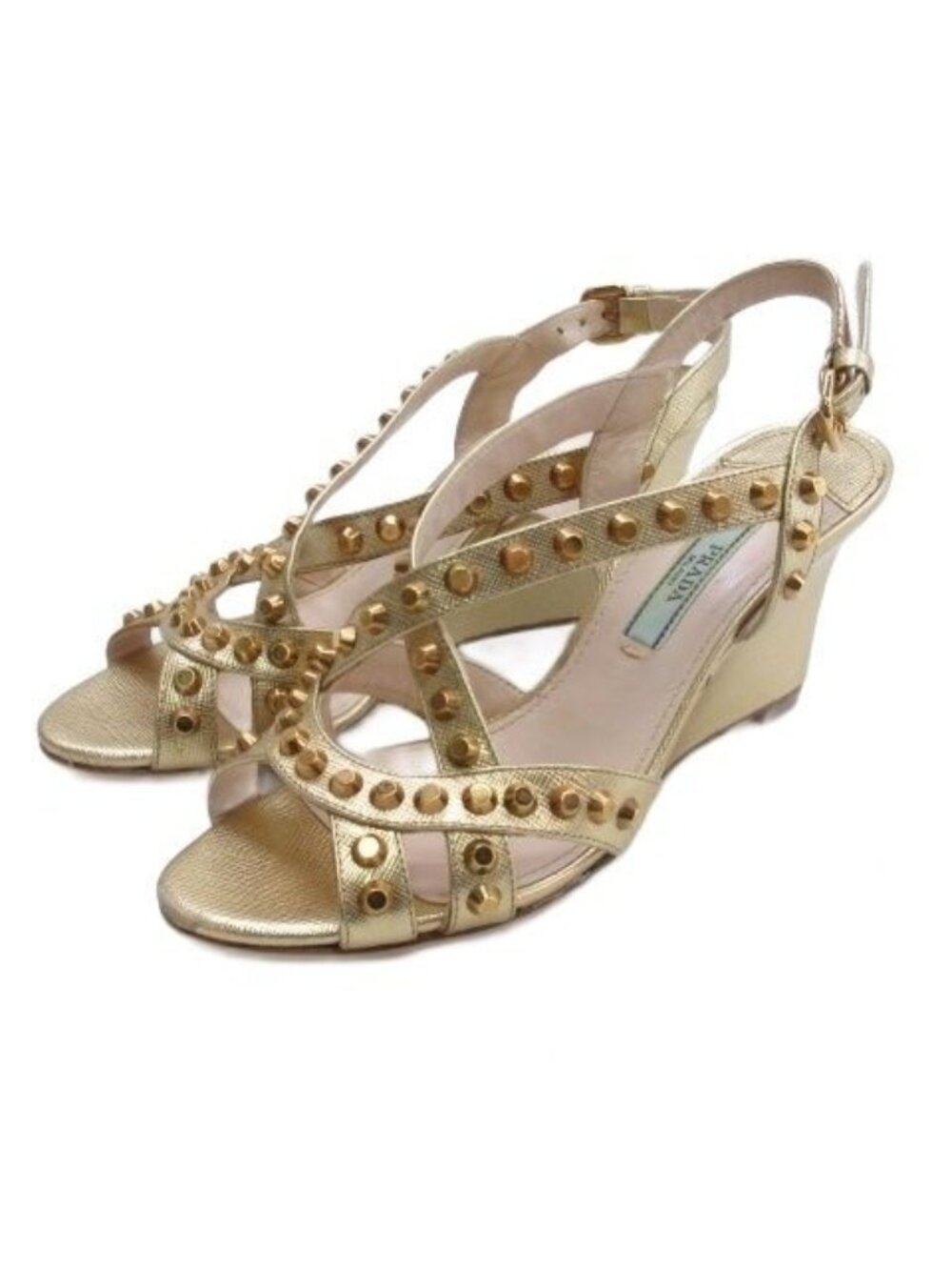 Prada Studded Sandals Gold 35